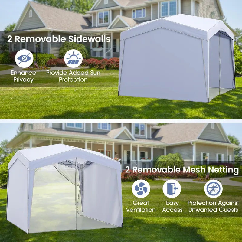 Goplus Pop-up-Partyzelt 3 x 3 x 2,65/2,75 m mit abnehmbaren Seitenwänden und Insektenschutznetzen 2