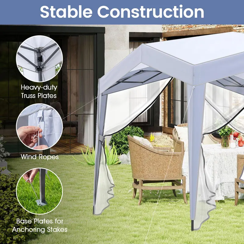 Goplus Pop-up-Partyzelt 3 x 3 x 2,65/2,75 m mit abnehmbaren Seitenwänden und Insektenschutznetzen