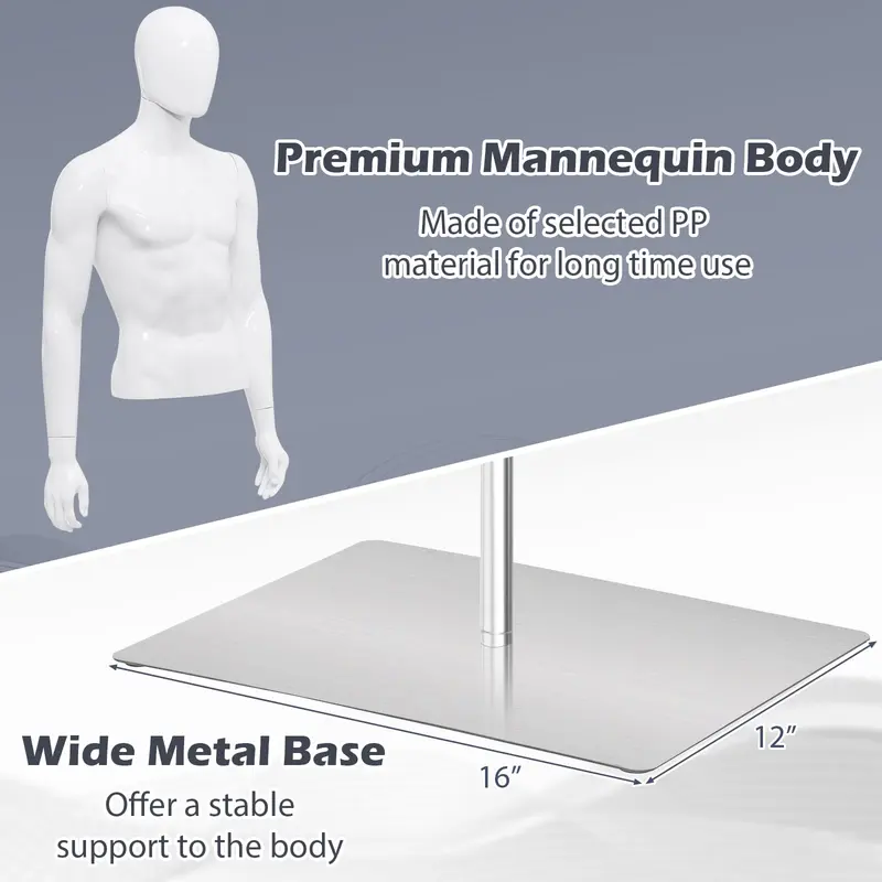 GoPlus PP-Männlicher Modell-Mannequin-Torso für Schneidergeschäfte