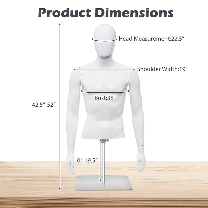 GoPlus PP-Männlicher Modell-Mannequin-Torso für Schneidergeschäfte