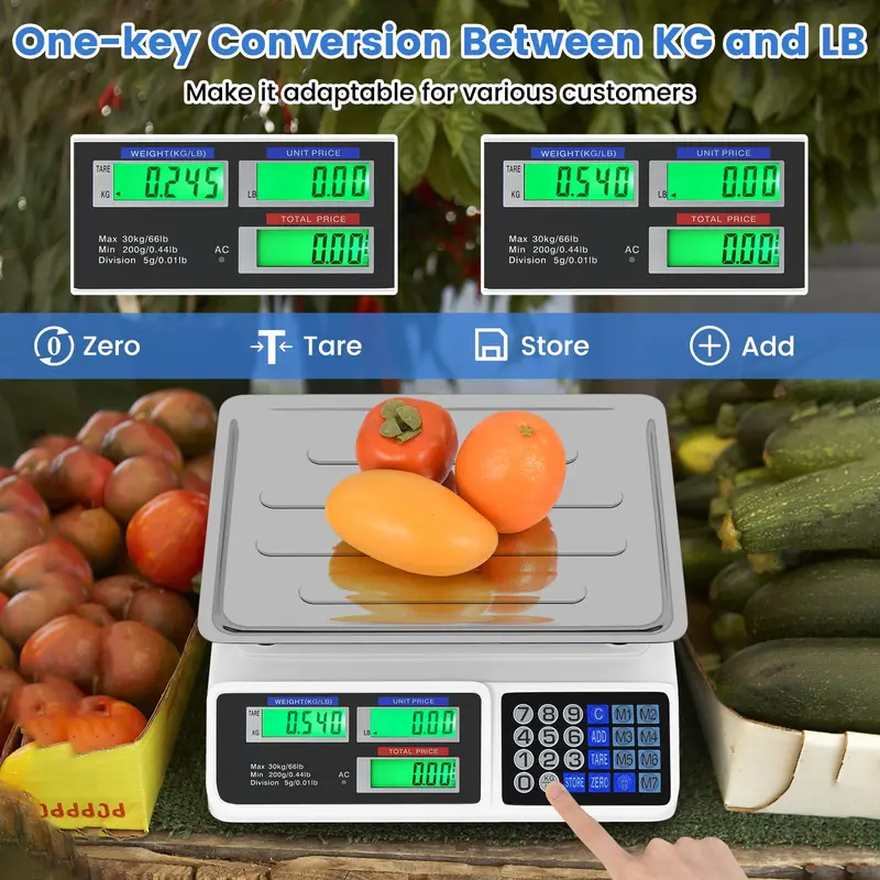 Goplus-Preisrechnungswaage mit 30 kg Tragkraft und doppeltem LCD-Display