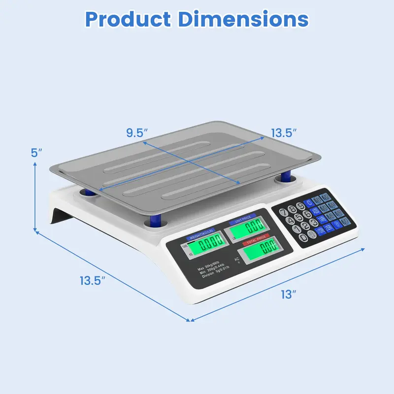 Goplus-Preisrechnungswaage mit 30 kg Tragkraft und doppeltem LCD-Display