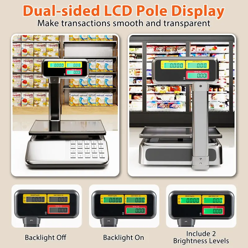 Goplus-Preisrechnungswaage mit 88 lb / 40 kg Tragkraft und zweifachem LCD-Display am Ständer