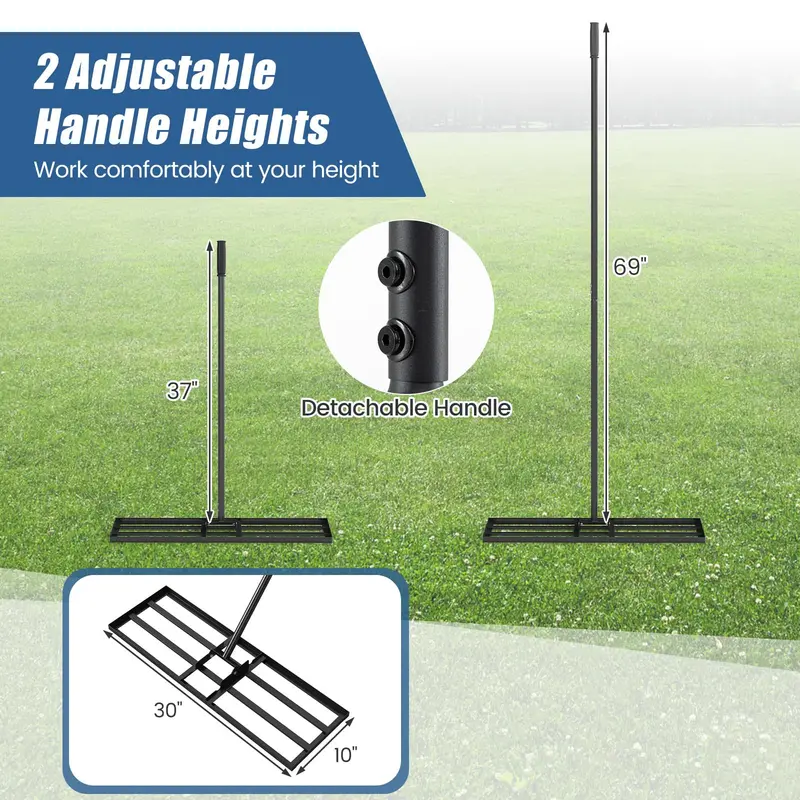 Goplus Rasennivelliergerät, 75 cm × 25 cm, robustes Garten-Leveling-Rake mit ergonomischem Griff für Bodenbearbeitung