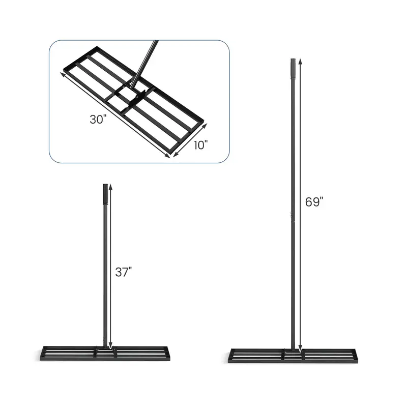 Goplus Rasennivelliergerät, 75 cm × 25 cm, robustes Garten-Leveling-Rake mit ergonomischem Griff für Bodenbearbeitung