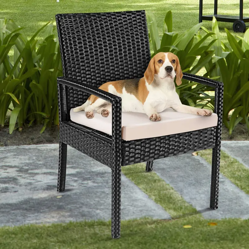 GoPlus-Rattan-Möbelset für den Außenbereich – Terrasse, Garten und Hinterhof, 3-teiliges Korbmöbel-Set für Gespräche