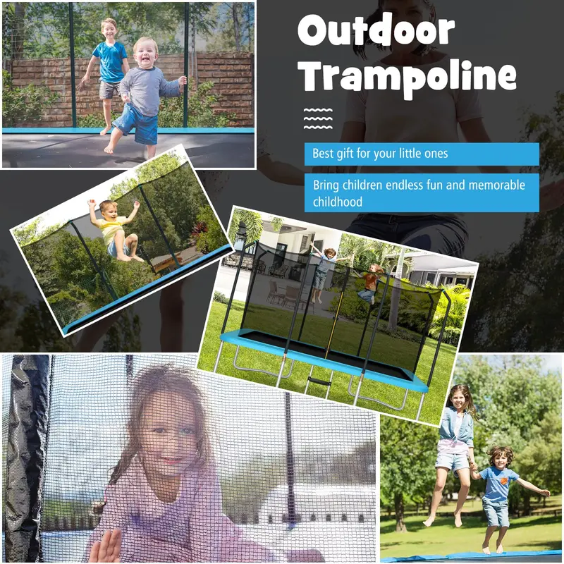 Goplus Rechteckiges Trampolin, 244 x 427 cm, Trampolin mit Sicherheitsnetz und rutschfestem Trittbrett für bis zu 200 kg 2