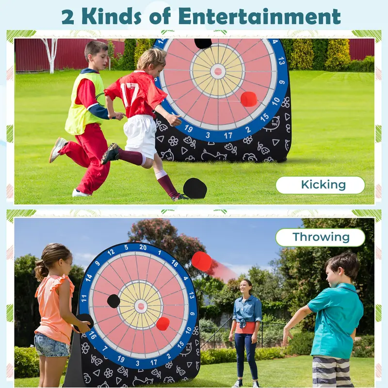 Goplus Riesendartspiel „Giant Kick Darts“, großes Dartboard mit 4 Kicksbällen und Tragetasche 2