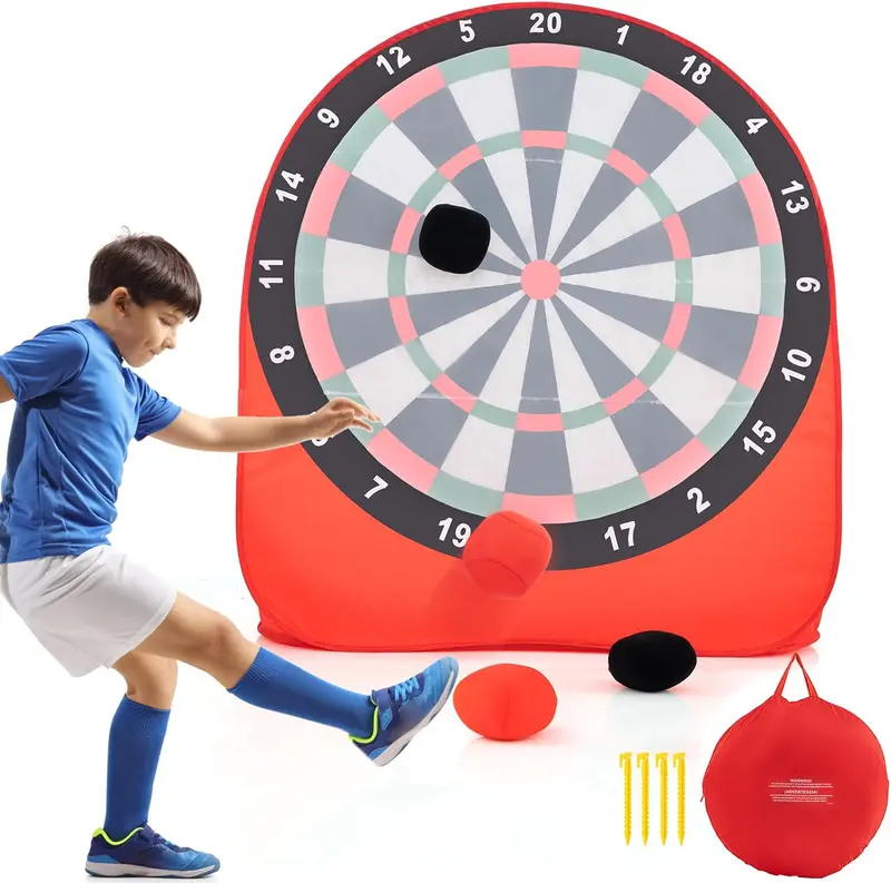 Goplus Riesendartspiel „Giant Kick Darts“, großes Dartboard mit 4 Kicksbällen und Tragetasche