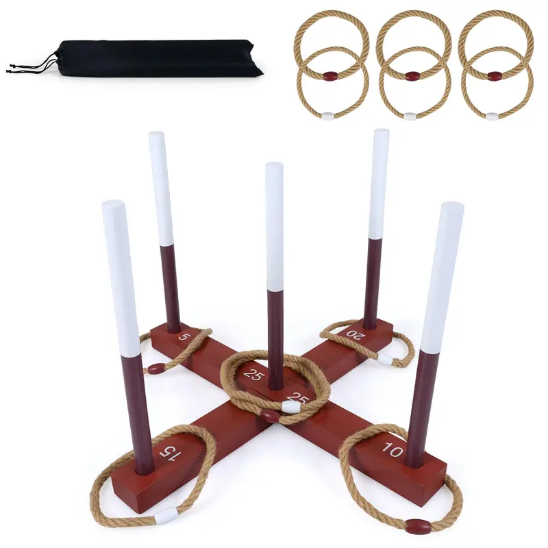 GoPlus Ring-Werf-Spiel für Erwachsene – Outdoor-Yard-Spiel mit 6 Seilringen und Aufbewahrungstasche