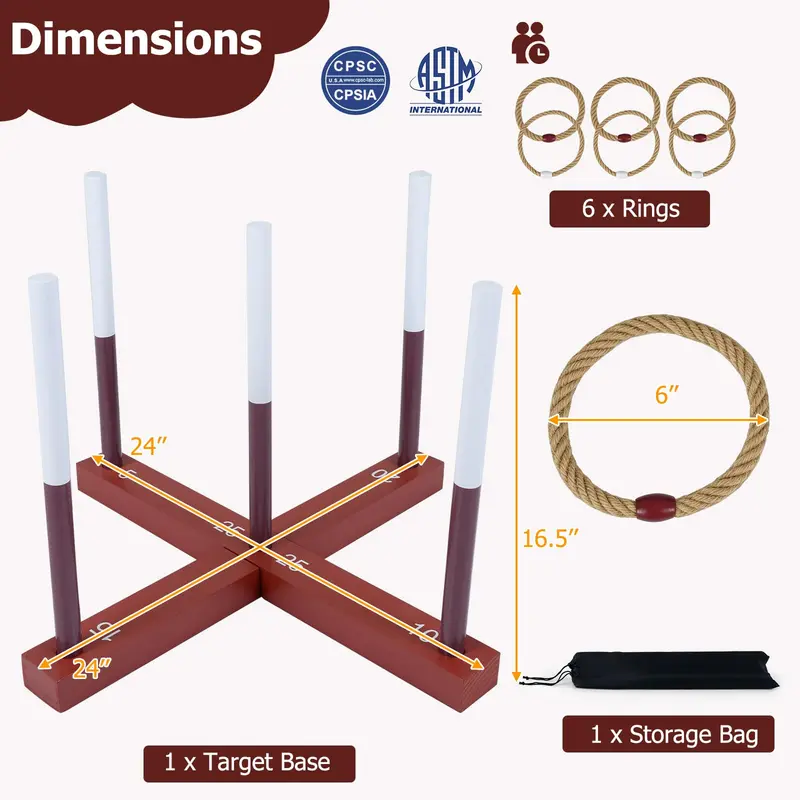 GoPlus Ring-Werf-Spiel für Erwachsene – Outdoor-Yard-Spiel mit 6 Seilringen und Aufbewahrungstasche