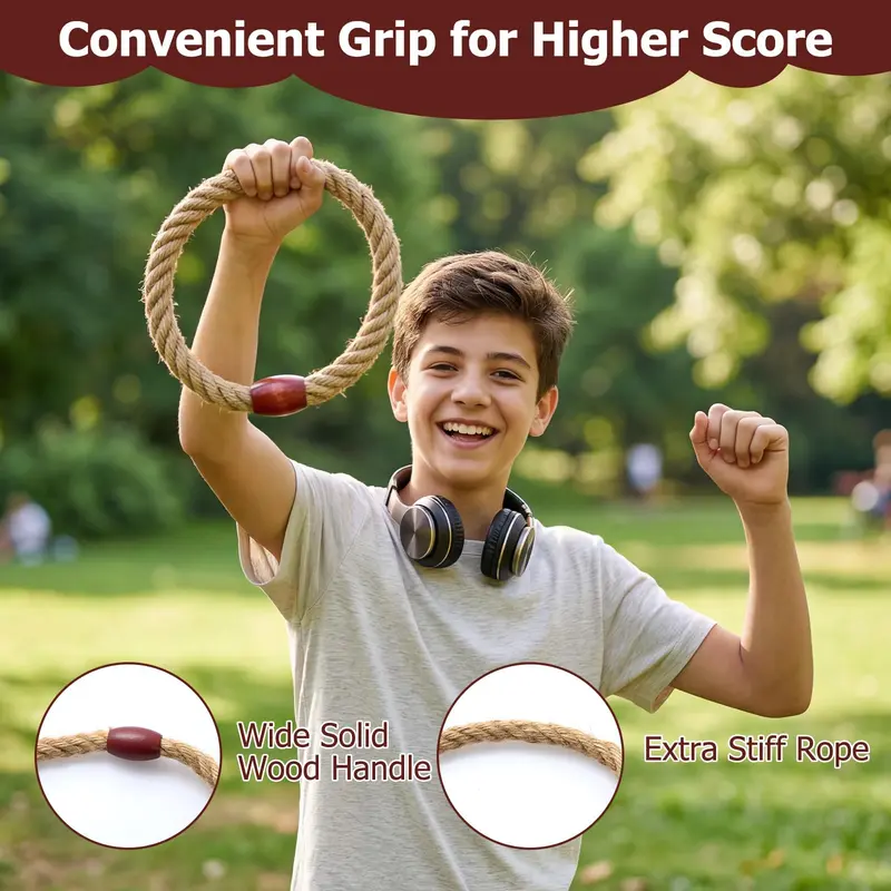 GoPlus Ring-Werf-Spiel für Erwachsene – Outdoor-Yard-Spiel mit 6 Seilringen und Aufbewahrungstasche