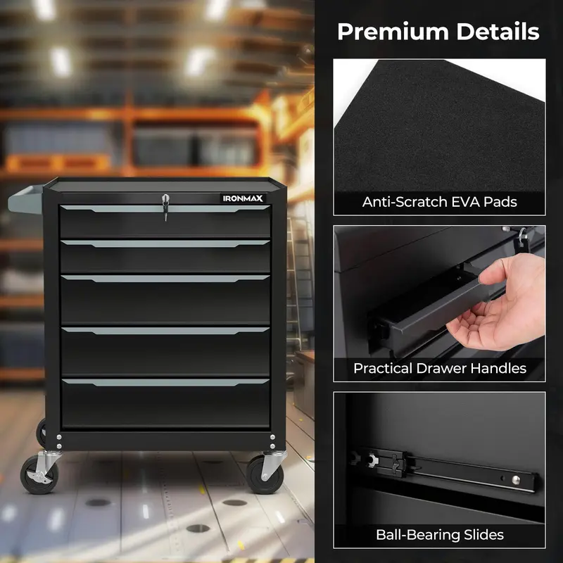 GoPlus Rollender Stahl-Tool-Chest mit 5 Schubladen und Aufhängelöchern