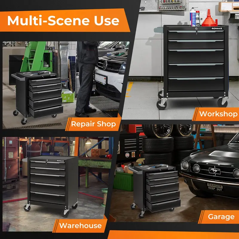 GoPlus Rollender Stahl-Tool-Chest mit 5 Schubladen und Aufhängelöchern