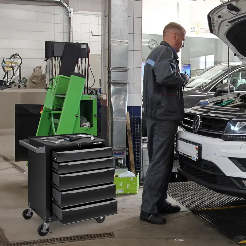 GoPlus Rollender Stahl-Tool-Chest mit 5 Schubladen und Aufhängelöchern