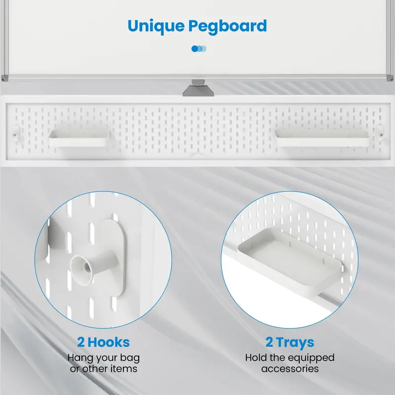 GoPlus Rollender Whiteboard, 48" x 36" höhenverstellbarer Trocken-Whiteboard mit Pinnwand, Haken und Ablagen sowie Magneten