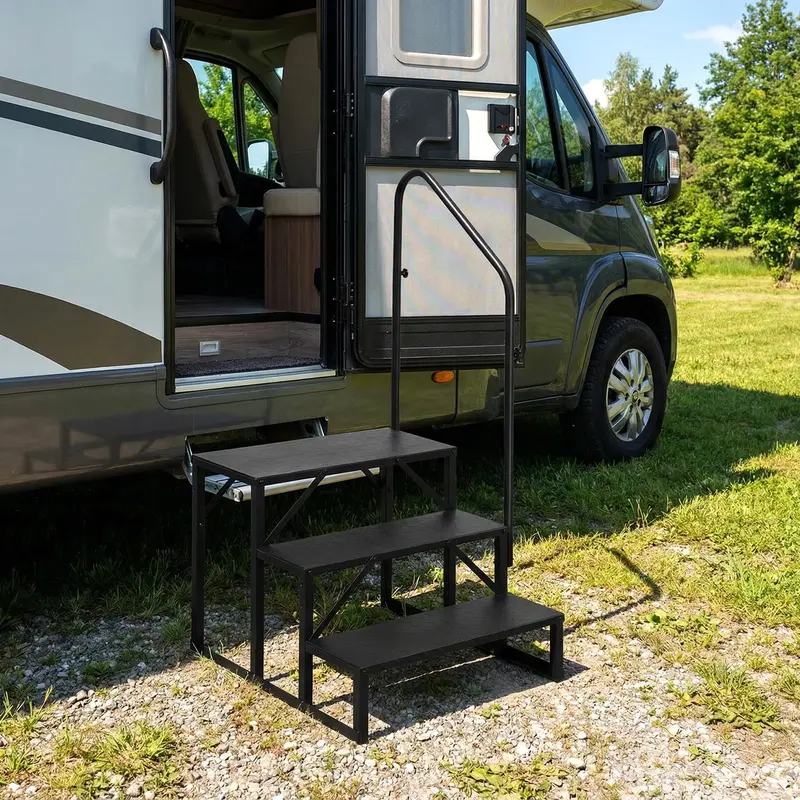Goplus RV-Treppe mit Handlauf – Hochbelastbare Treppe für Whirlpools 2