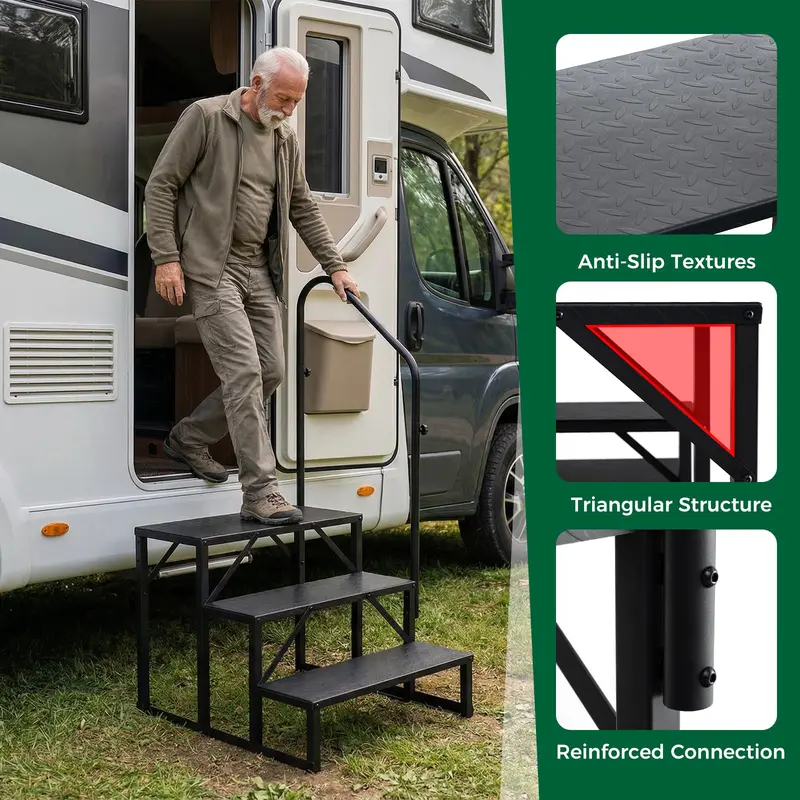 Goplus RV-Treppe mit Handlauf – Hochbelastbare Treppe für Whirlpools