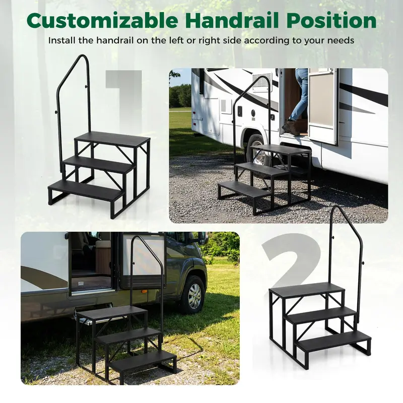 Goplus RV-Treppe mit Handlauf – Hochbelastbare Treppe für Whirlpools