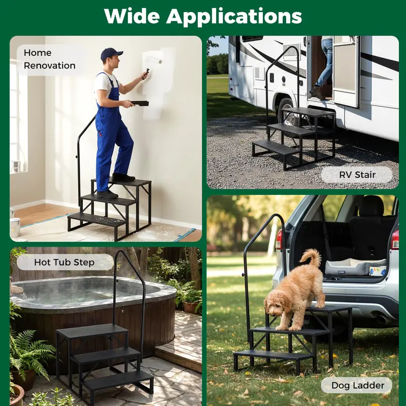 Goplus RV-Treppe mit Handlauf – Hochbelastbare Treppe für Whirlpools
