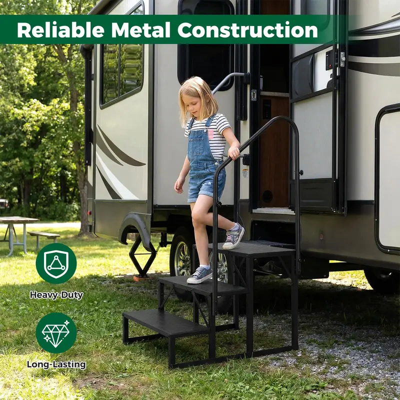 Goplus RV-Treppe mit Handlauf – Hochbelastbare Treppe für Whirlpools
