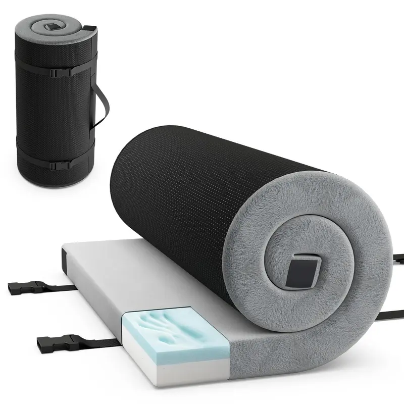 Goplus Schaumstoff-Lagermatte mit Memory-Funktion, tragbare aufrollbare Schlafunterlage mit rutschfestem Boden und Reisetasche – Einzelgröße, groß – 188 cm × 77,5 cm