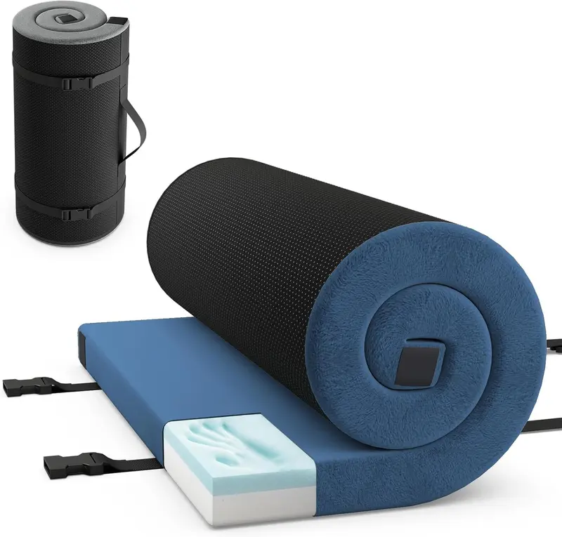 Goplus Schaumstoff-Lagermatte mit Memory-Funktion, tragbare aufrollbare Schlafunterlage mit rutschfestem Boden und Reisetasche – Einzelgröße, groß – 188 cm × 77,5 cm