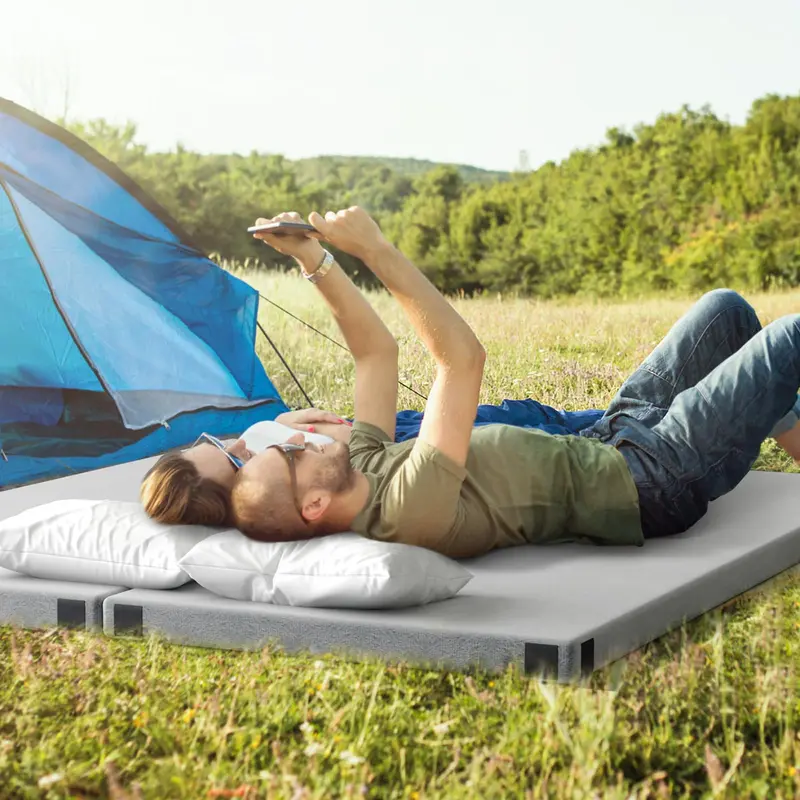 Goplus Schaumstoff-Lagermatte mit Memory-Funktion, tragbare aufrollbare Schlafunterlage mit rutschfestem Boden und Reisetasche – Einzelgröße, groß – 188 cm × 77,5 cm