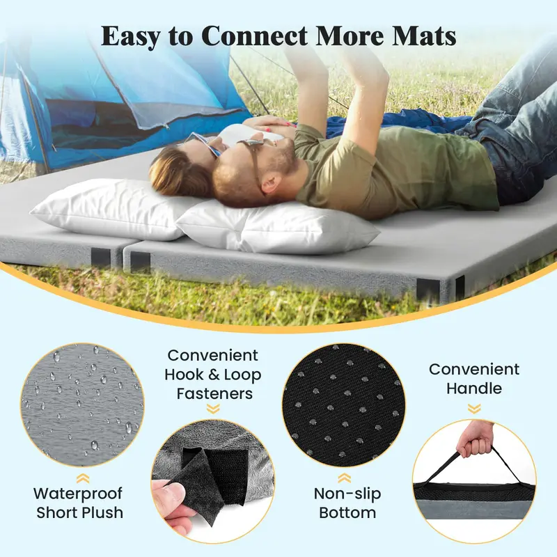 Goplus Schaumstoff-Lagermatte mit Memory-Funktion, tragbare aufrollbare Schlafunterlage mit rutschfestem Boden und Reisetasche – Einzelgröße, groß – 188 cm × 77,5 cm