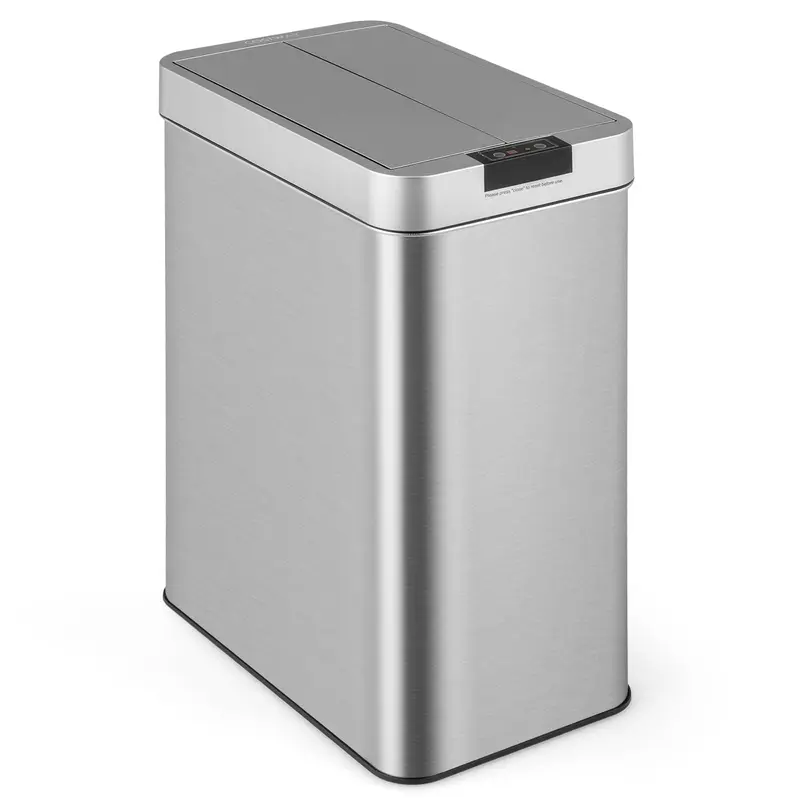 GoPlus-Schlanke Küchen-Abfalltonne mit Bewegungssensor, 50 Liter (13,2 Gallonen), mit Flügeldeckeln und berührungslosem, fingerprintfestem Abfalleimer