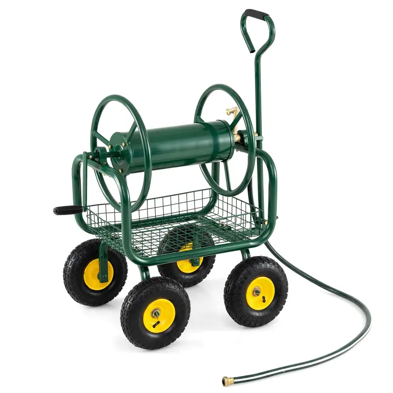 GoPlus Schlauchaufroller-Wagen mit Aufbewahrungskorb – fasst bis zu 300 ft (ca. 91 m) Schlauch mit 5/8"-Durchmesser