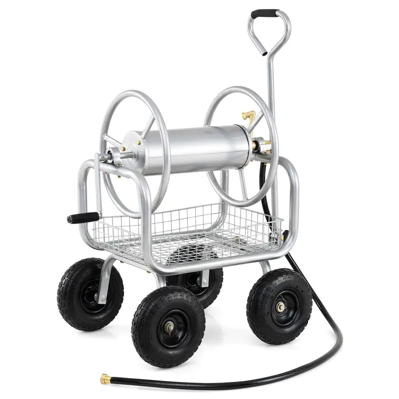 GoPlus Schlauchaufroller-Wagen mit Aufbewahrungskorb – fasst bis zu 300 ft (ca. 91 m) Schlauch mit 5/8"-Durchmesser