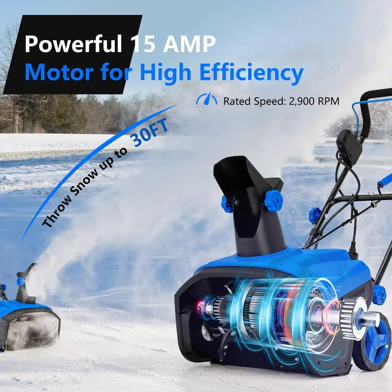 Goplus Schneefräse, elektrische Schneeschaufel mit 120 V und 15 A, 180° drehbarem Auswurfschacht und klappbarem Griff für Hof und Einfahrt