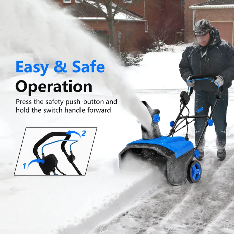 Goplus Schneefräse, elektrische Schneeschaufel mit 120 V und 15 A, 180° drehbarem Auswurfschacht und klappbarem Griff für Hof und Einfahrt