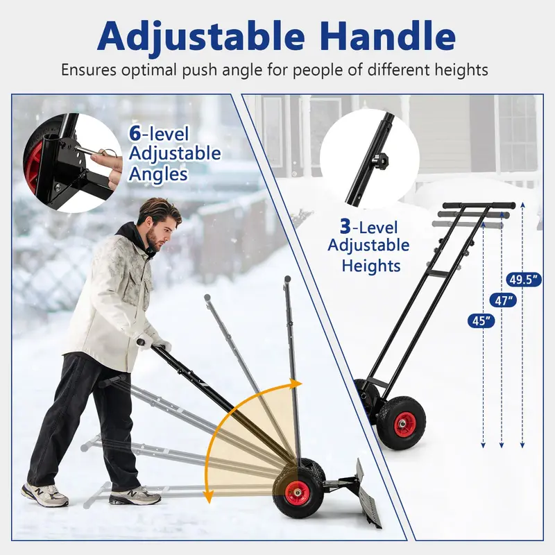 Goplus Schneeschippe mit 91,5 cm Breite für Auffahrten – Hochleistungs-Metall-Schneepflug mit 7-Positionen verstellbarer Klinge