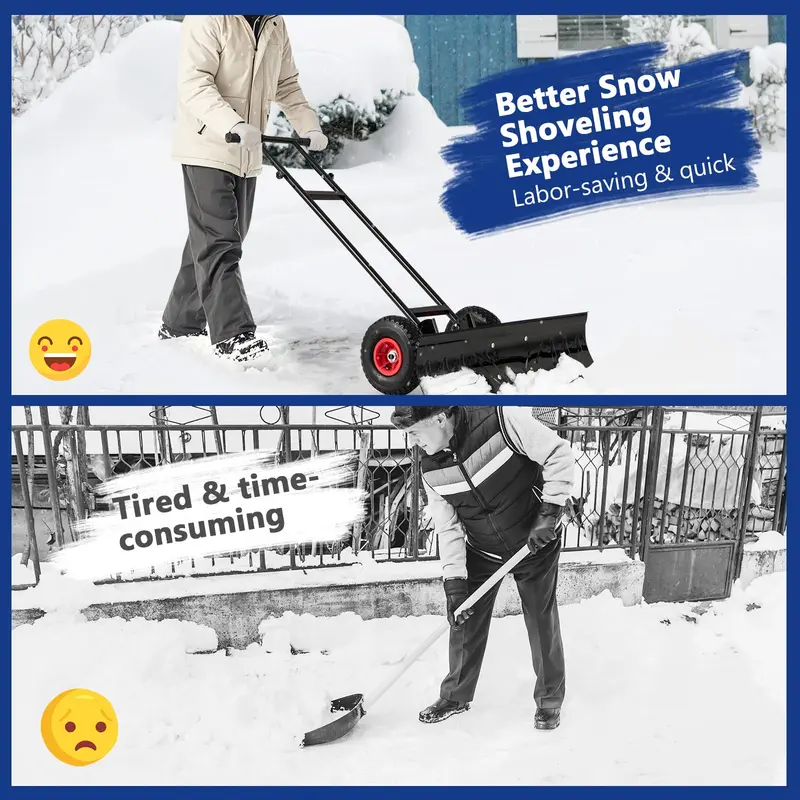 Goplus Schneeschippe mit 91,5 cm Breite für Auffahrten – Hochleistungs-Metall-Schneepflug mit 7-Positionen verstellbarer Klinge