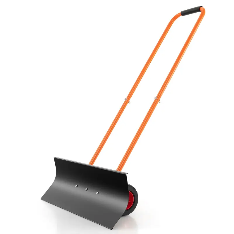 Goplus Schneeschippe mit Rädern, 76 cm