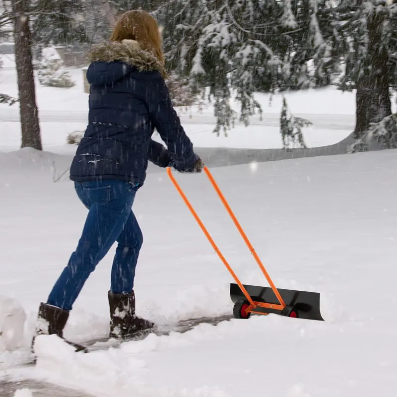 Goplus Schneeschippe mit Rädern, 76 cm 2