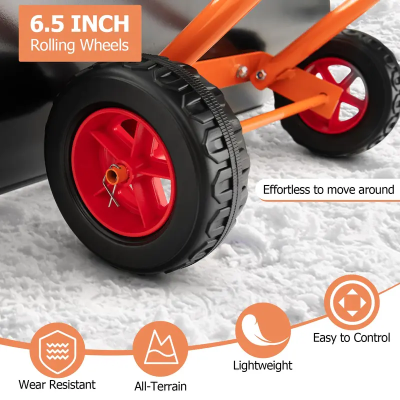 Goplus Schneeschippe mit Rädern, 76 cm