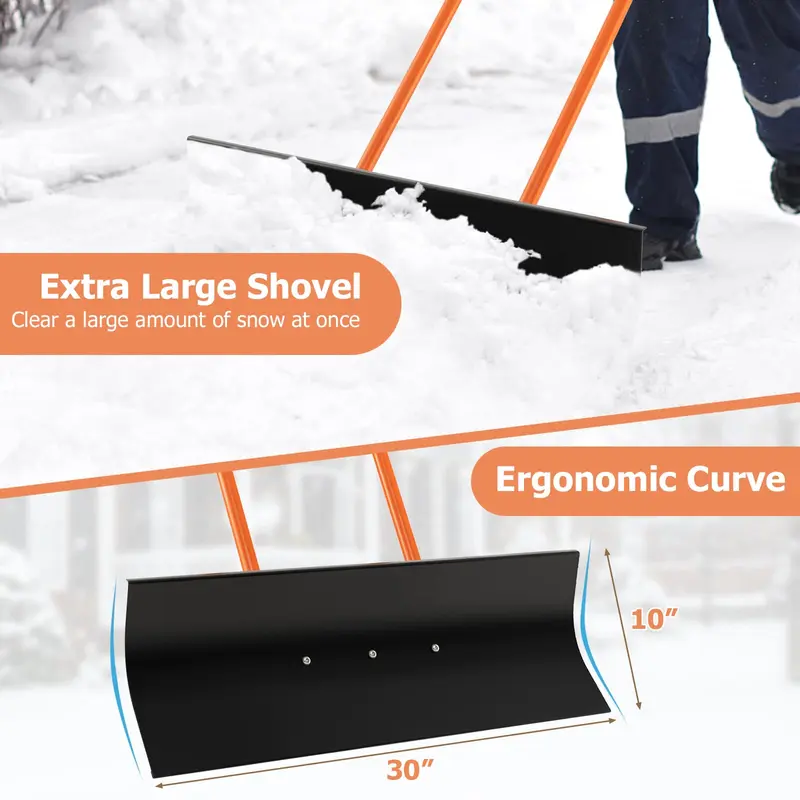 Goplus Schneeschippe mit Rädern, 76 cm