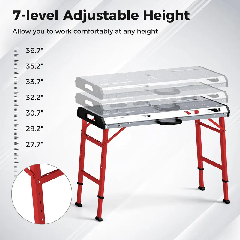 Goplus Schweißtisch 42" x 21", klappbarer, höhenverstellbarer Schweiß-Arbeitstisch mit 450 kg Tragkraft, 2 Spannleisten und 8 Werkzeugaufnahmen