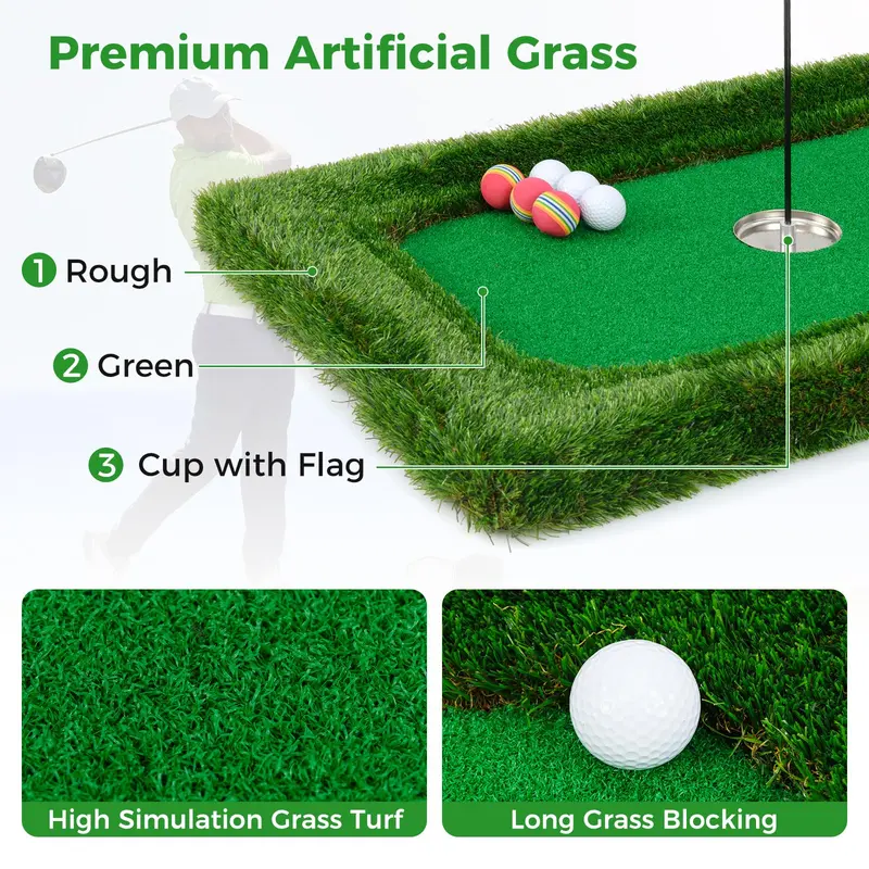 GoPlus Schwimmende Golfanlage für den Pool, Chipping-Green-Matte mit Schlagmatte, Golfbällen, rechteckig, 37,5" x 25,5" 2