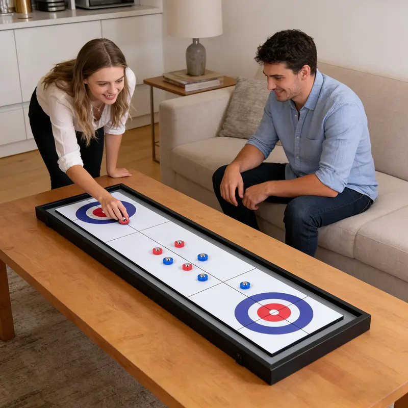 Goplus Shuffleboard- und Curling-Spiel: 2-in-1-Kombinations-Spielset für Erwachsene 2