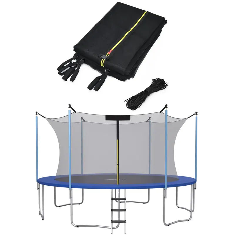 Goplus Sicherheitsnetz für Trampolins für runde Rahmen mit 2,4 m, 3,0 m, 3,7 m, 4,3 m, 4,6 m und 4,9 m Durchmesser – wetterfest