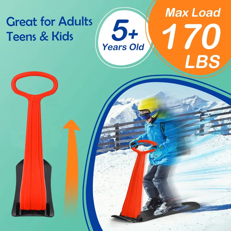 Goplus Ski-Scooter mit Klappfunktion, Snowboard/Snowscooter mit ergonomischem Griff