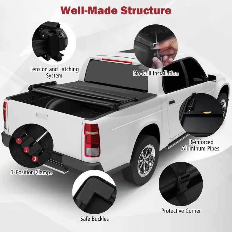 Goplus Soft Quad-Fold Tonneau-Cover