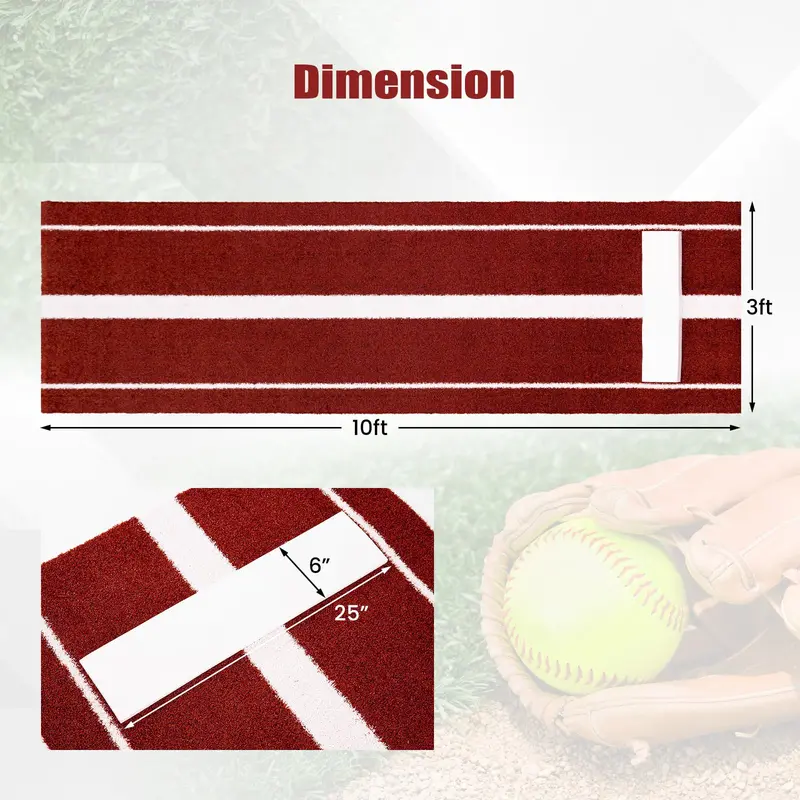 Goplus Softball-Wurfmatte für Indoor- und Outdoor-Training, 10 × 3 Fuß