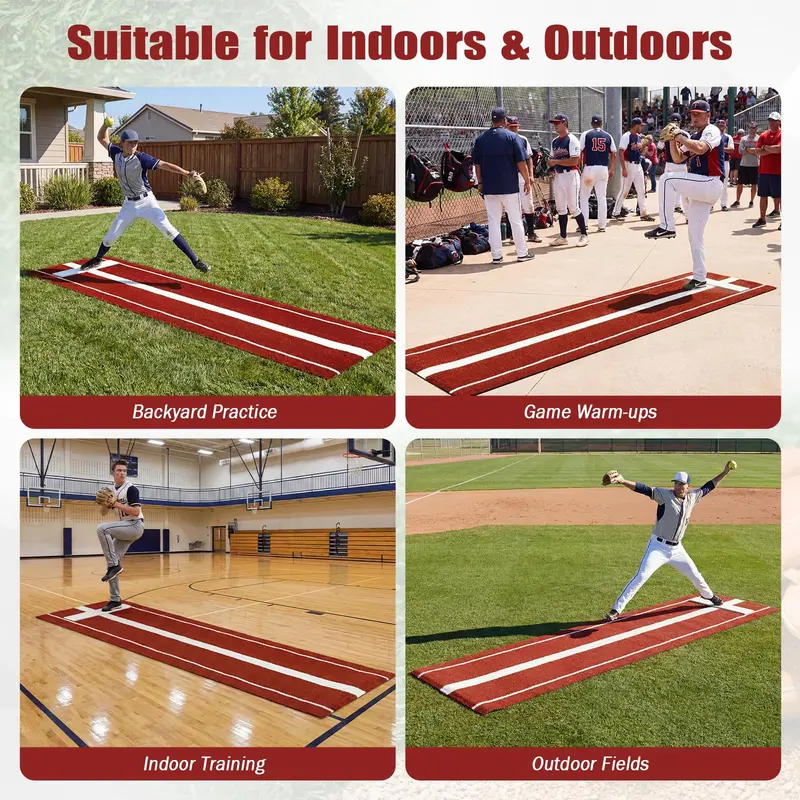 Goplus Softball-Wurfmatte für Indoor- und Outdoor-Training, 10 × 3 Fuß