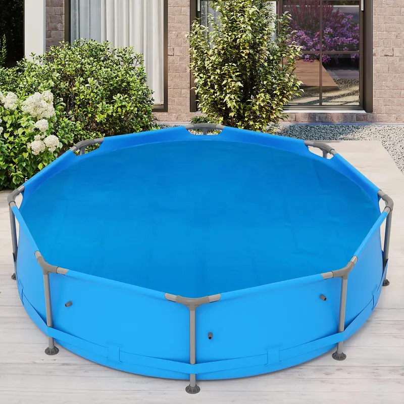 Goplus Solar-Poolabdeckung rund, 2,46 m / 3,69 m Durchmesser | Hochwertige thermische Isolier-Blasenfolie mit Solareffekt