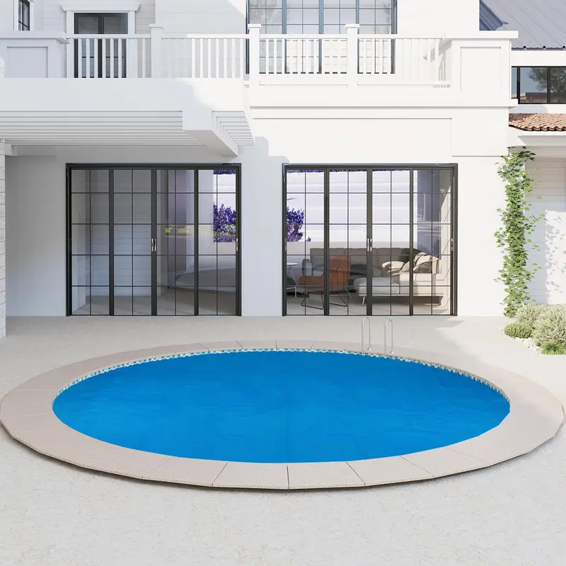 Goplus Solar-Poolabdeckung rund, 2,46 m / 3,69 m Durchmesser | Hochwertige thermische Isolier-Blasenfolie mit Solareffekt